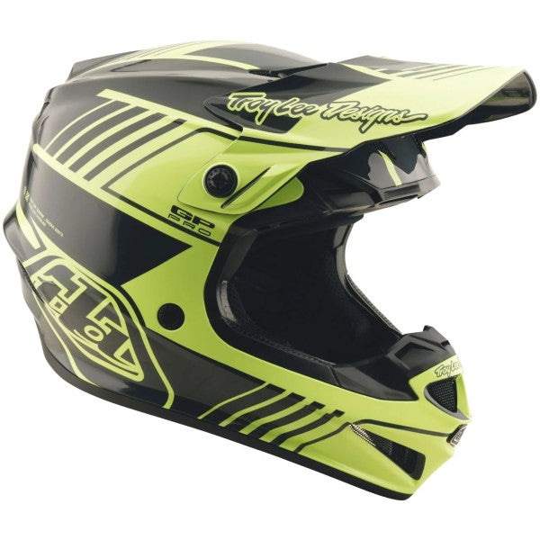 Casque de Motocross GP Pro Segment MIPS Haute-Visibilité/Noir incliné de gauche