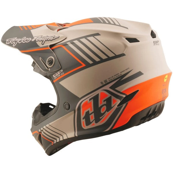 Casque de Motocross GP Pro Segment MIPS Brun/Orange incliné de dos à droite