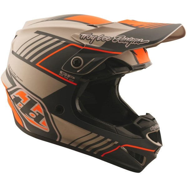 Casque de Motocross GP Pro Segment MIPS Brun/Orange incliné de gauche