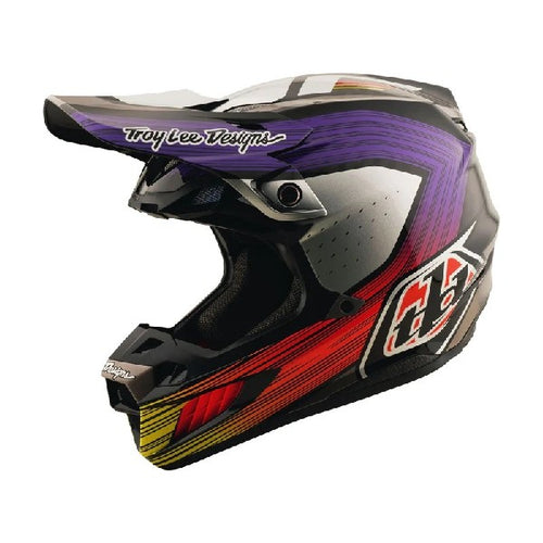 Casque de Motocross SE5 Stripes Carbone Noir/Mauve, côté gauche