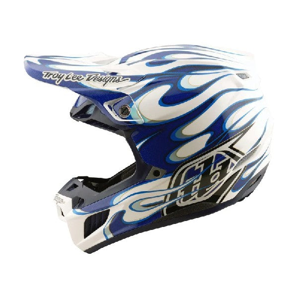 Casque de Motocross SE5 Composite Torched Troy Lee Designs Bleu, côté gauche