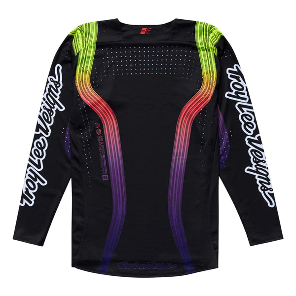 Chandail de Motocross SE Pro Stripes Troy Lee Designs Noir/Multicolore, de dos