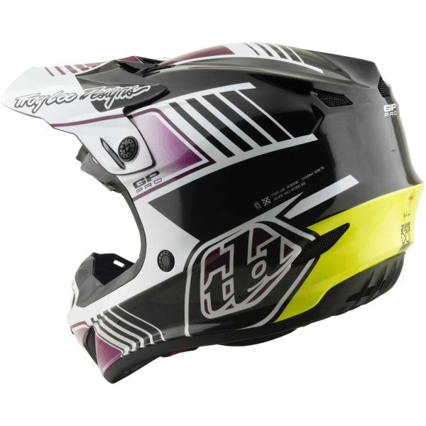 Casque de Motocross GP Pro Segment MIPS Noir/Jaune incliné de dos à droite