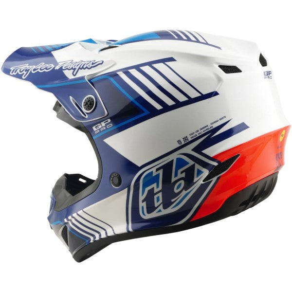 Casque de Motocross GP Pro Segment MIPS Bleu/Orange incliné de dos à droite