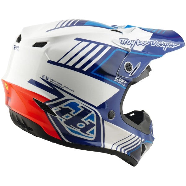 Casque de Motocross GP Pro Segment MIPS Bleu/Orange incliné de dos