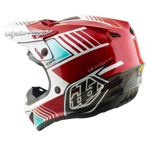 Casque de Motocross GP Pro Segment MIPS Rouge/Bleu incliné de dos à droite
