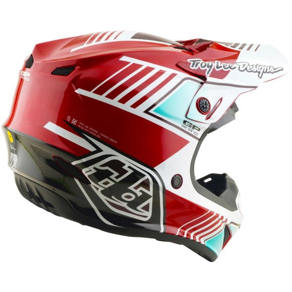 Casque de Motocross GP Pro Segment MIPS Rouge/Bleu incliné de dos