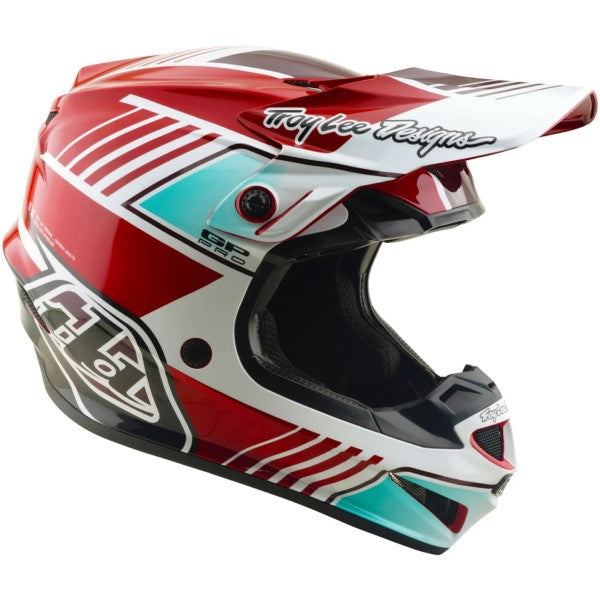 Casque de Motocross GP Pro Segment MIPS Rouge/Bleu incliné de gauche