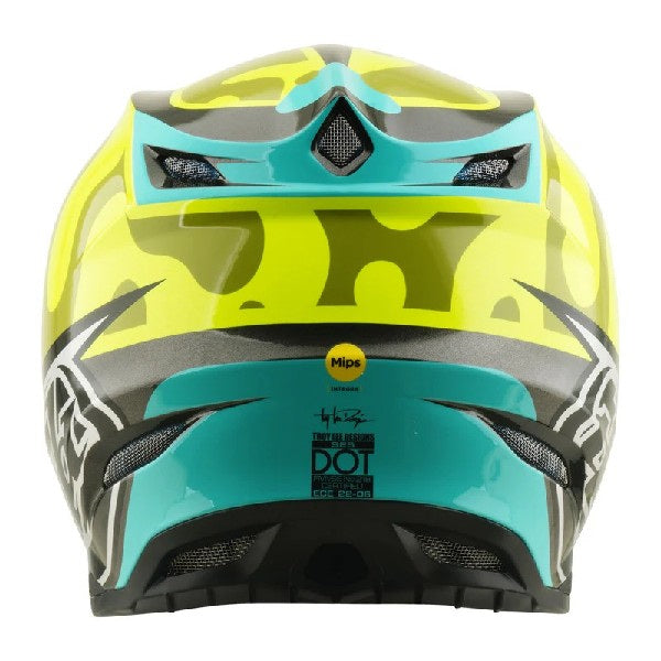Casque de Motocross SE5 Composite Myth Jaune Fluo, Dos