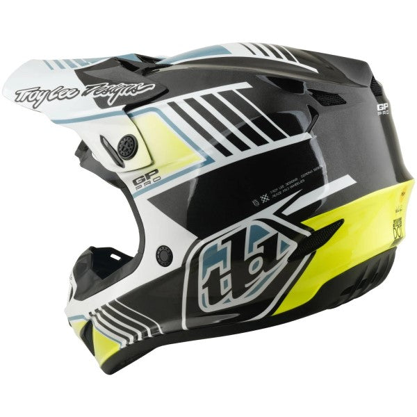 Casque de Motocross GP Pro Segment MIPS Junior Gris/Jaune incliné de dos à droite