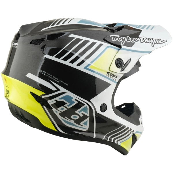 Casque de Motocross GP Pro Segment MIPS Junior Gris/Jaune incliné de dos
