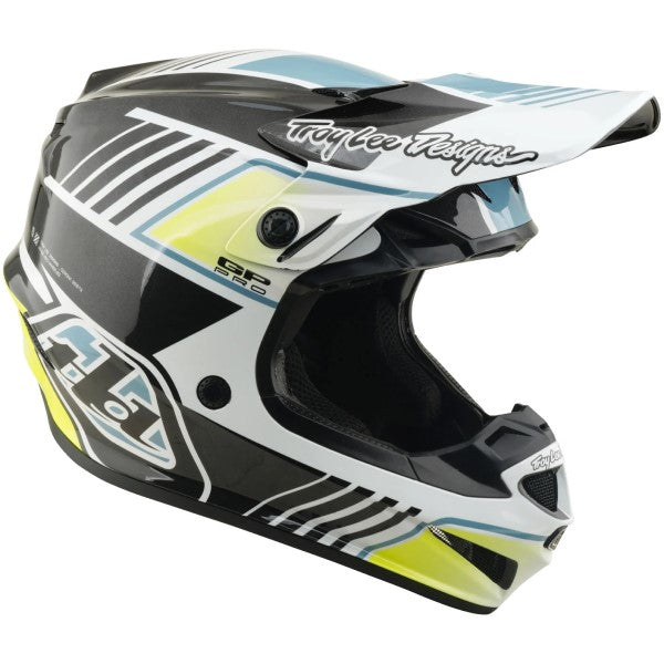 Casque de Motocross GP Pro Segment MIPS Junior Gris/Jaune incliné de gauche