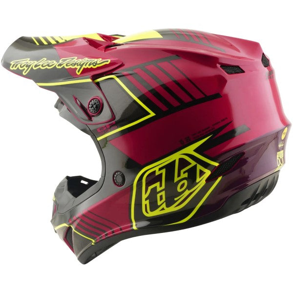 Casque de Motocross GP Pro Segment MIPS Junior Noir/Fushia incliné de dos à droite