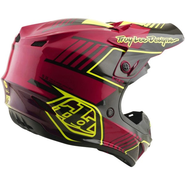 Casque de Motocross GP Pro Segment MIPS Junior Noir/Fushia incliné de dos