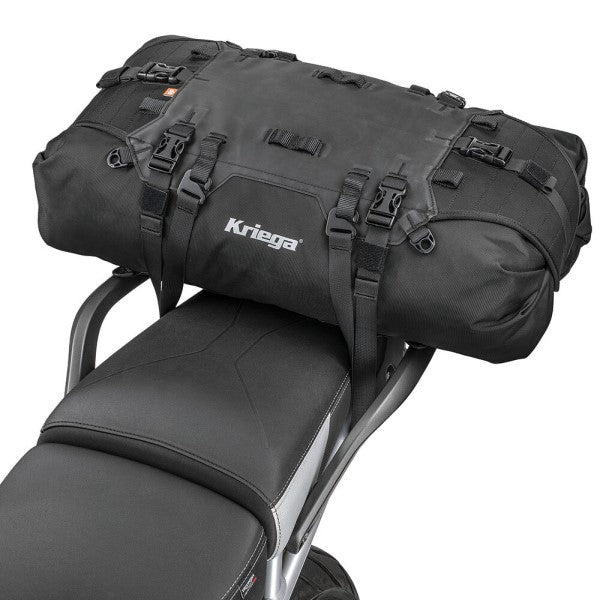 Sac Imperméable de Moto US-40 Noir attaché au siège incliné de face
