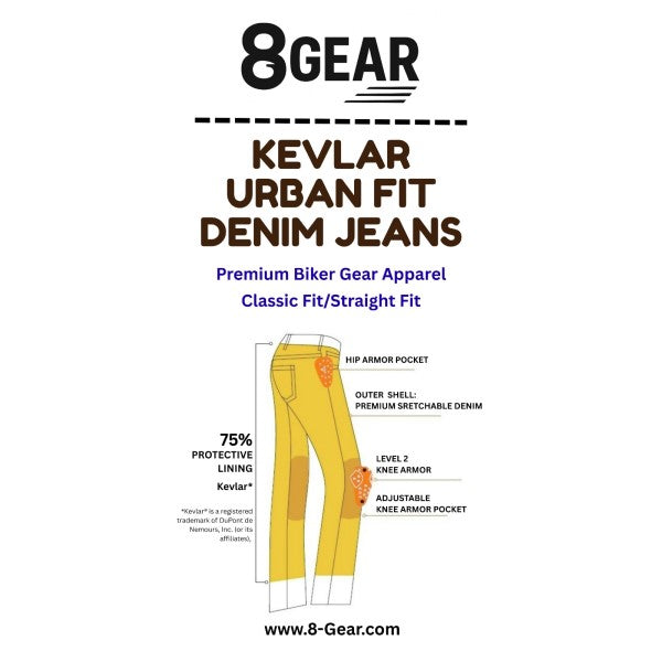 Kevlar Motorcycle Jeans Pants 8Gear - charte