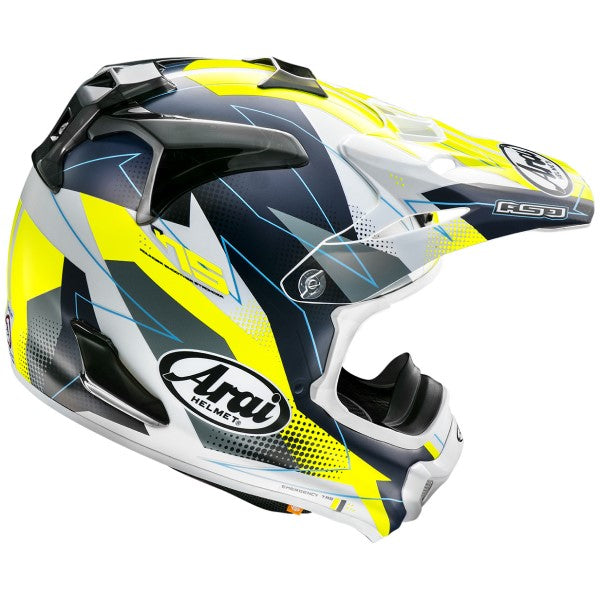 Casque de Motocross VX-PRO4 Graphique Jaune incliné de dos