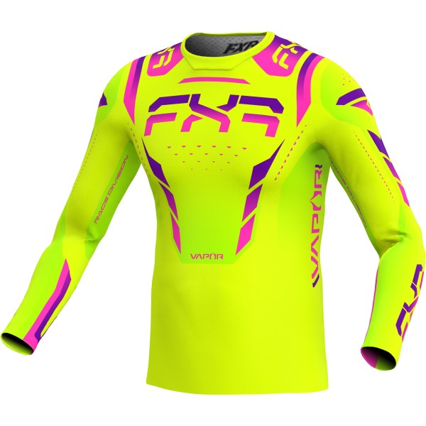 Chandail de Motocross Vapor Air Junior Jaune/Rose incliné de face
