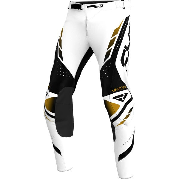 Pantalon de Motocross Vapor Air Blanc/Or incliné de face