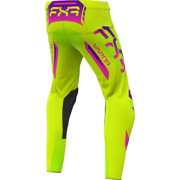 Pantalon de Motocross Vapor Air Jaune/Rose incliné de dos