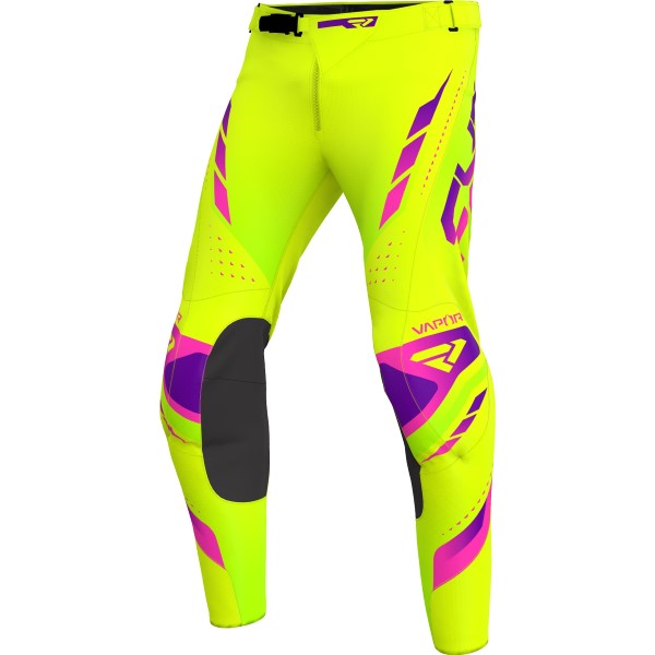 Pantalon de Motocross Vapor Air Jaune/Rose incliné de face