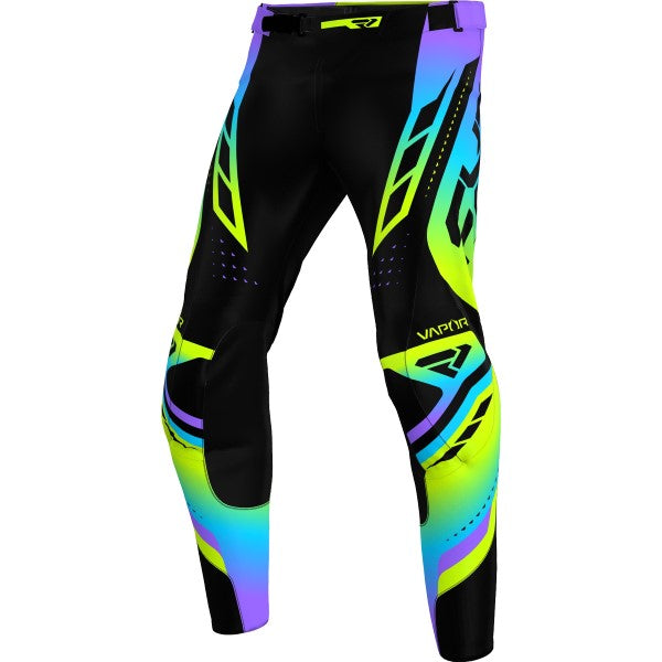 Pantalon de Motocross Vapor Noir/Multicolore incliné de face