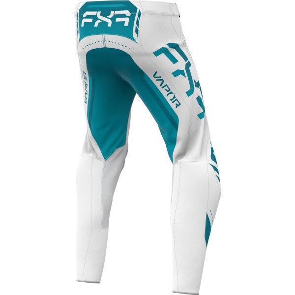 Pantalon de Motocross Vapor Blanc/Vert incliné de dos