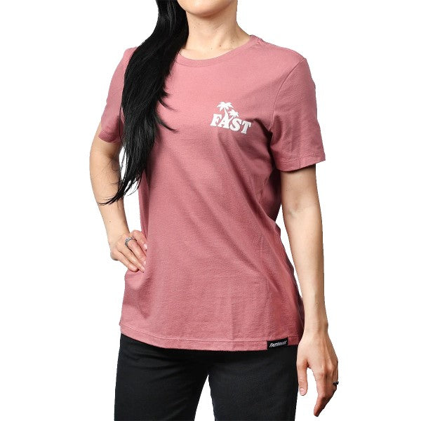 T-Shirt Vacay Femme Rose/Blanc essayage de face