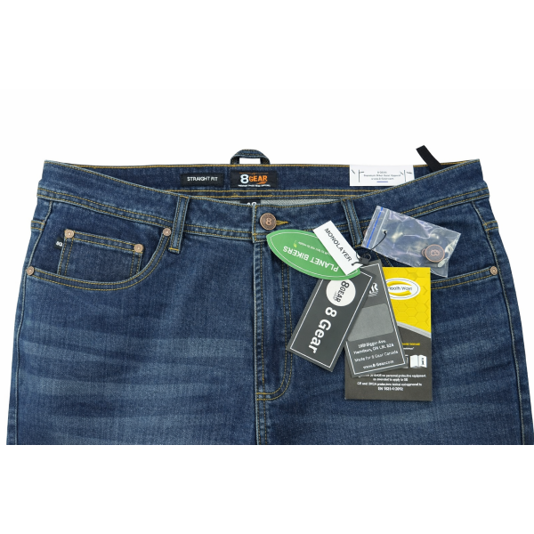 Pantalon de Moto Jeans Dyneema 8Gear Bleu, de face