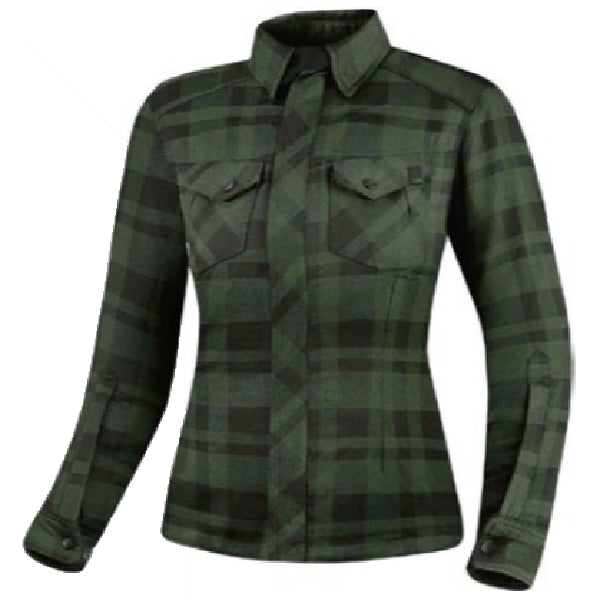 Veste de Moto ChekRide Femme Noir/Vert, de face