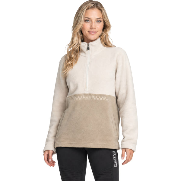 Coton Ouaté Aspen 1/4 Zip Femme Sable, de face