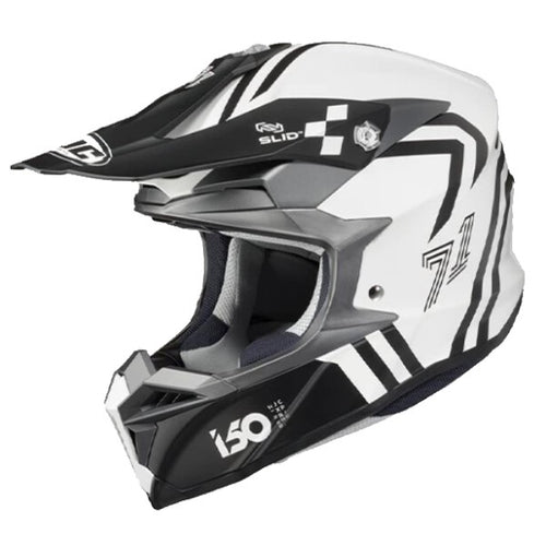 Casque de Motocross i50 HEX SF HJC blanc et noir, côté gauche