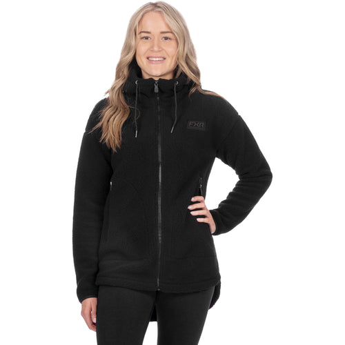 Manteau Sapphire Sherpa Femme Noir/Gris, de face