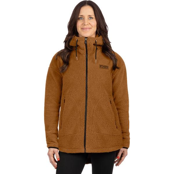 Manteau Sapphire Sherpa Femme Brun, de face
