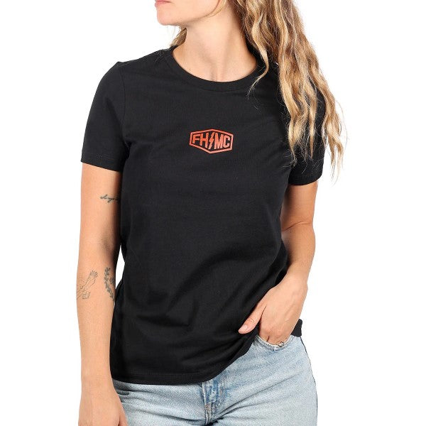 T-Shirt Gibson Femme Noir/Rouge essayage de face