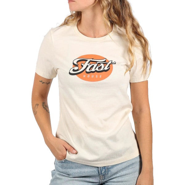 T-Shirt Tasker Femme Blanc/Orange essayage de face