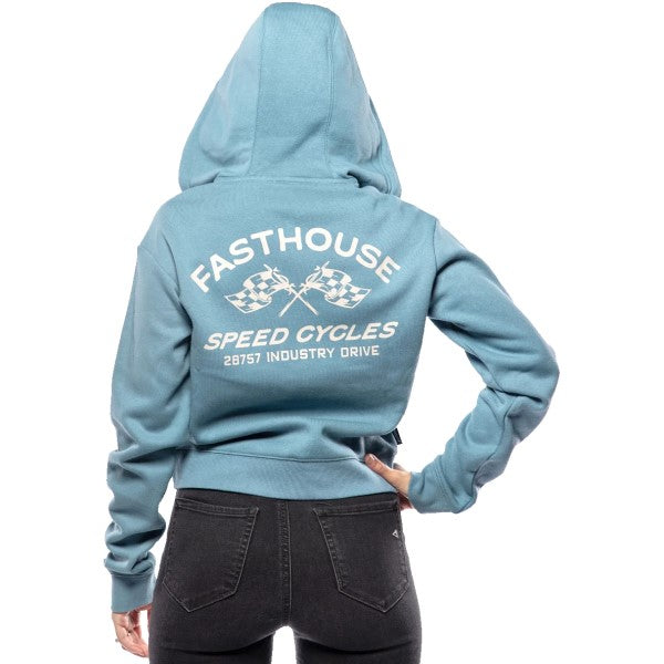 Coton Ouaté avec Fermeture Éclair Crown Femme Turquoise essayage de dos