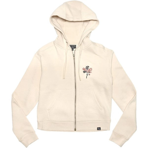 Coton Ouaté avec Fermeture Éclair Garden Party Femme Blanc/Noir de face