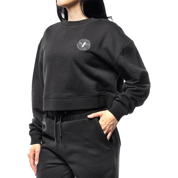 Chandail Ras du Cou Court Renown Femme Noir essayage de face