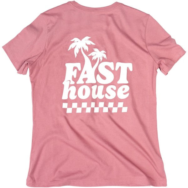 T-Shirt Vacay Femme Rose/Blanc de dos