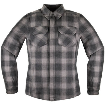 Manteau de Moto en Flanelle Fallblock CX Femme Icon noir, de face