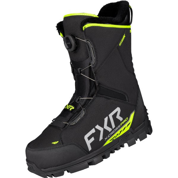 Bottes de Motoneige X-Cross Pro BOA Noir/Jaune incliné de face
