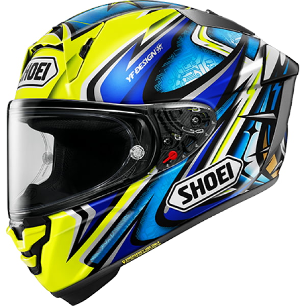 Casque Intégral de Moto X-Fifteen Daijiro Shoei jaune et bleu