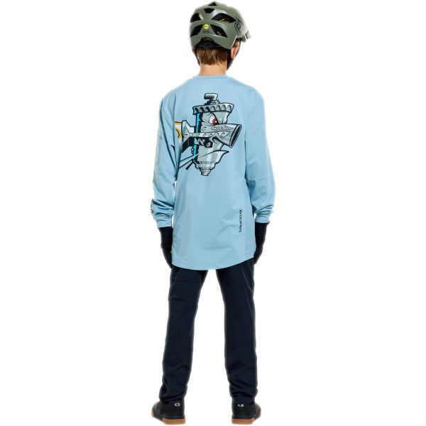 Maillot de Vélo Ruckus Ride Carbs Junior Bleu Clair essayage de dos