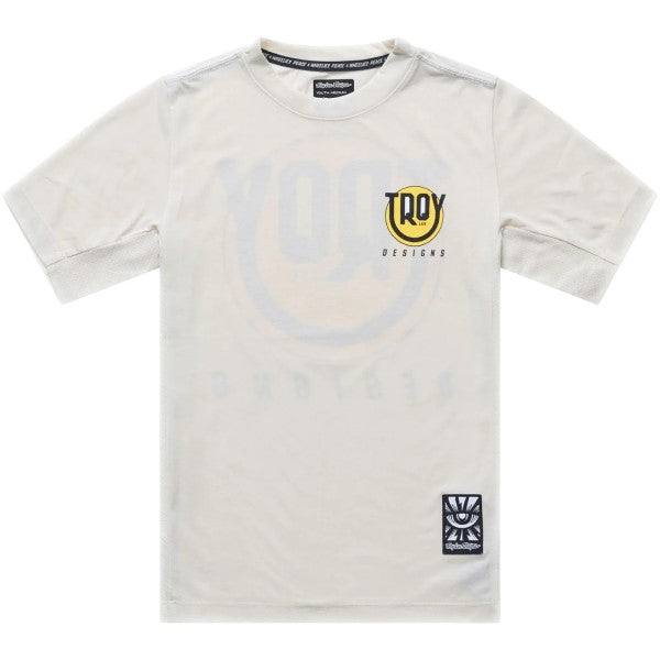 Maillot de Vélo Skyline Ride Happy Manches Courtes Junior Gris/Jaune de face
