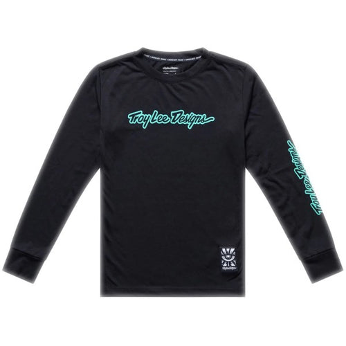 Maillot de Vélo Skyline Ride Signature Manches Longues Junior Noir/Bleu de face