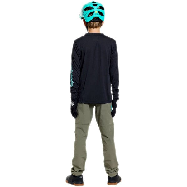 Maillot de Vélo Skyline Ride Signature Manches Longues Junior Noir/Bleu essayage de dos