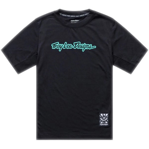 Maillot de Vélo Skyline Ride Signature Manches Courtes Junior Noir/Bleu de face