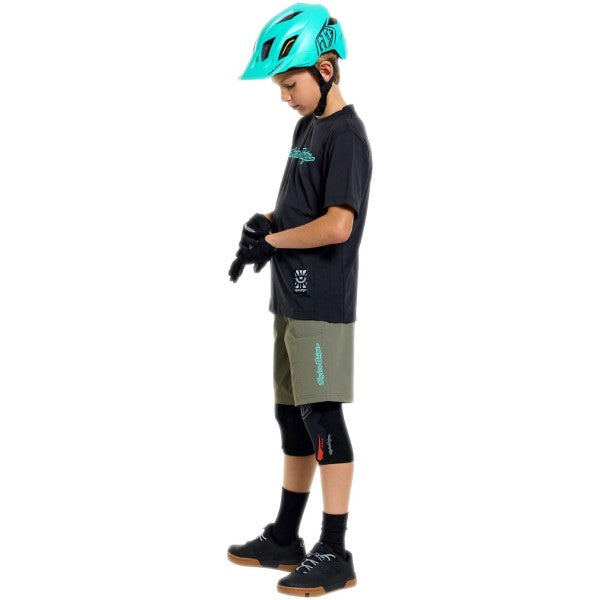 Maillot de Vélo Skyline Ride Signature Manches Courtes Junior Noir/Bleu essayage de droite