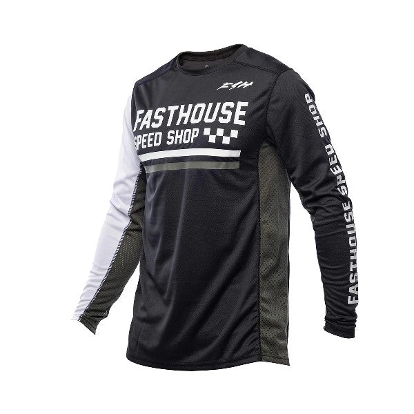 Chandail de Motocross Grindhouse Hudson Junior/Fasthouse/ noir et blanc de face